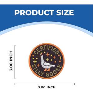 Écusson brodé Silly Goose certifié DigitEMB, thermocollant, 3x3 pouces, en feutre, pour vestes, sacs à dos, chapeaux, jeans, vêtements DIY - Product Image 4
