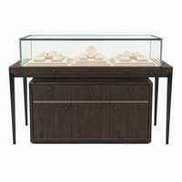 Vitrine à bijoux haut de gamme sur mesure avec dessus en verre, éclairage LED, tiroirs verrouillables, écologique, couleurs personnalisables pour le luxe