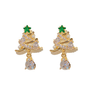 Orecchini Pendenti a Goccia di Cristallo a Forma di Albero di Natale per Donne, Stile Festivo Invernale, Accessori per Uso Quotidiano e Feste - Product Image 1
