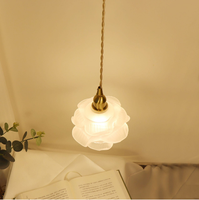 Lampe suspendue en verre rose de luxe à la française, style rétro en cuivre, pour salon, chambre à coucher, restaurant, bar