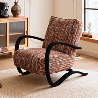 Fauteuil individuel de loisirs BTSC005 avec accoudoirs, surface en tissu confortable, coussin en éponge haute densité, structure en acier, pour salon