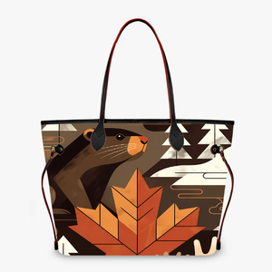 Bolso Tote Personalizado con Estampado de <span class=keywords><strong>Ciervo</strong></span> y Hoja de Arce <span class=keywords><strong>Canadiense</strong></span>, Bolso de Hombro de Moda para Mujer, Cartera de Cuero PU, Bolso de Mano Casual para Viaje - Product Image 1