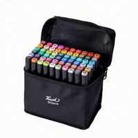 Ensemble de 80 marqueurs à alcool à double pointe, noirs, permanents, pour dessin et art + étui portable grande capacité avec poignée