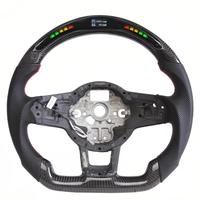Volante VW LED de Fibra de Carbono Premium Deportivo con Base Plana, Agarre Mejorado, Personalizado, Reemplazo para la Mayoría de los Modelos, Alto Rendimiento
