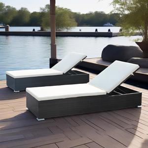 Muebles de Exterior de Diseño Moderno Personalizados, Tumbonas Ajustables con Marco de Aluminio, Sillas de <span class=keywords><strong>Playa</strong></span> de Ratán, Tumbona para Piscina - Product Image 4