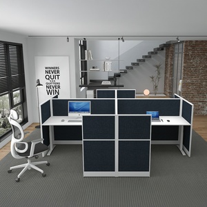 High Quality Modern Office <b>Workstations</b> 2/4/6 Seat Wooden MDF Computer <b>Desk</b> Partition Open Working Area Metal Office Table Home - Product Image 2