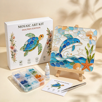 Kit d'art mosaïque DIY, ensemble de pierres de verre pour mosaïque, kit de carreaux de mosaïque avec chevalet en bois, kit d'artisanat de décoration intérieure pour adultes
