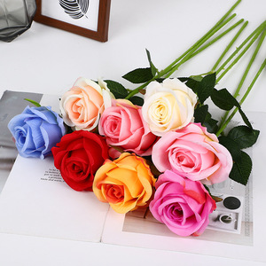 <b>Artificial</b> Roses Single <b>Stem</b> Curved High Simulation Wedding Home Decor Pan Weaving Cloth Flowers - Product Image 4