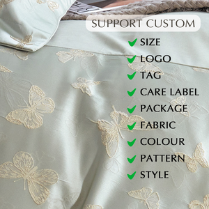 Thanh Lịch Nhà Máy Sang Trọng <span class=keywords><strong>Jacquard</strong></span> 400TC Bộ Đồ Giường Sáu Mảnh Thiết Lập Thân Thiện Với Môi Sợi Vàng Thêu 100% Polyester Fibre Hộp Quà Tặng - Product Image 3