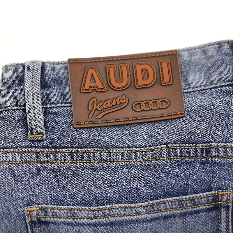 Étiquette de Patch en cuir Denim de haute qualité, Logo de marque en relief, étiquettes de sac Pu personnalisées, étiquettes de patchs en cuir pour vêtements Jean