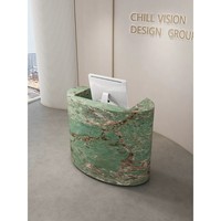 Bureau d'accueil octogonal sur mesure en MDF avec éclairage LED, design autoportant pour espaces commerciaux (bureau, hôtel, centre commercial)