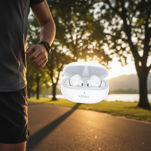 Auricolari wireless Vmex con ricarica di tipo C, cuffie sportive Bluetooth in-ear bianche - Product Image 3