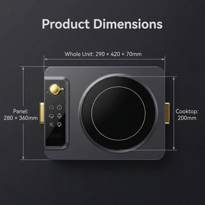 Placa de Inducción Inteligente Portátil de Acero Inoxidable de 2200W con Pantalla Táctil, Calentamiento Rápido, Ahorro de Energía, Doble Potencia y Pantalla de Visualización - Compatible con 2200W - Product Image 6