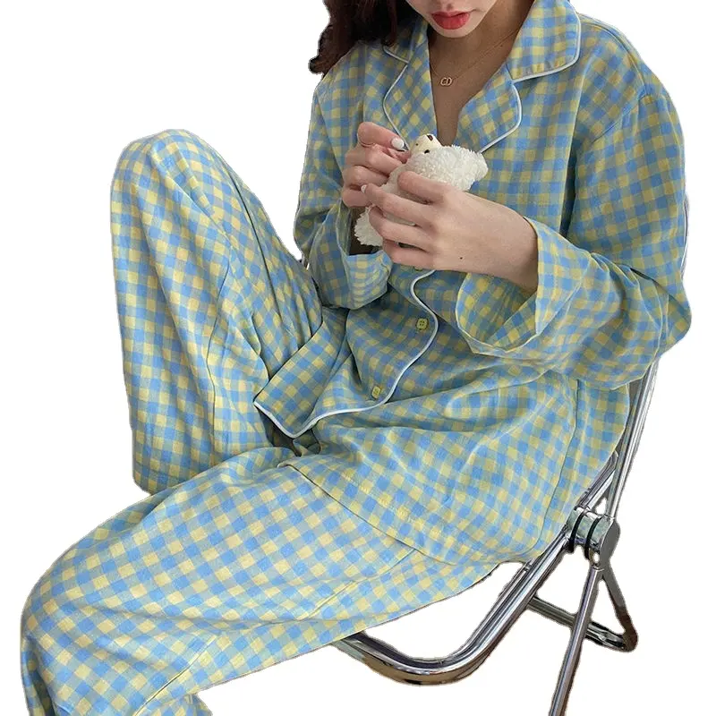 Herfst Pyjama Dames Lange Mouwen Nieuw Vest Roze Panda Knoop Pak Cartoon Mode Kan Worden Gedragen Buiten De Revers Home Servi