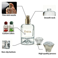 Flacon de parfum de luxe en verre transparent 30 ml avec bouchon sphérique doré à sertir, pulvérisateur à pompe 15 mm, type de scellage, impression sérigraphique, boîte