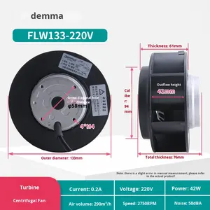 Ventilador Centrífugo Industrial Dema AC Turbo Vortex Wheel, 380v, Motor Silencioso de Alta Velocidad, Refrigeración de Gabinetes, Montaje Vertical, 220v - Product Image 6