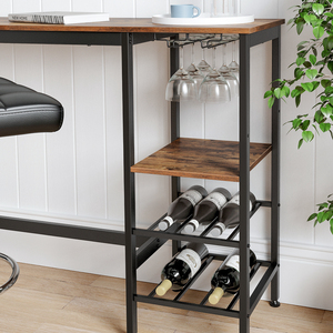 <span class=keywords><strong>VASAGLE</strong></span>-<span class=keywords><strong>Mesa</strong></span> de Bar rústica Industrial, marrón, con soporte de copa de vino y estante de botellas para sala de estar y cocina - Product Image 5