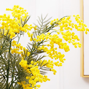 <span class=keywords><strong>Flores</strong></span> de <span class=keywords><strong>mimosa</strong></span> artificiales <span class=keywords><strong>amarillas</strong></span> de un solo tallo de alta calidad para decoración de eventos - Product Image 2