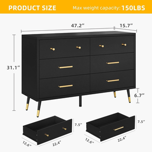 Tủ áo 6 ngăn màu đen, kiểu hiện đại, dùng để cất đồ trong phòng ngủ, sản xuất theo đơn đặt hàng (OEM/ODM) - Product Image 5