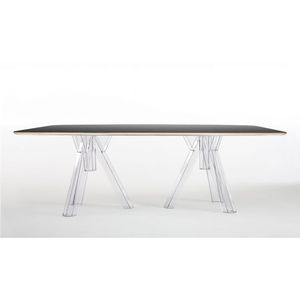 Ometto 220x115 cm tavolo da pranzo nero trasparente ellittico Design ovale con elemento superiore in legno di policarbonato ELL002 - Product Image 3