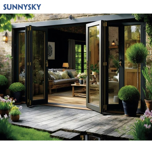 Hiện đại Bifold cửa kính có thể gập lại nhôm sunnysky thiết kế chống thấm nước thiết kế đồ họa hợp kim nhôm cách nhiệt Polymer - Product Image 1
