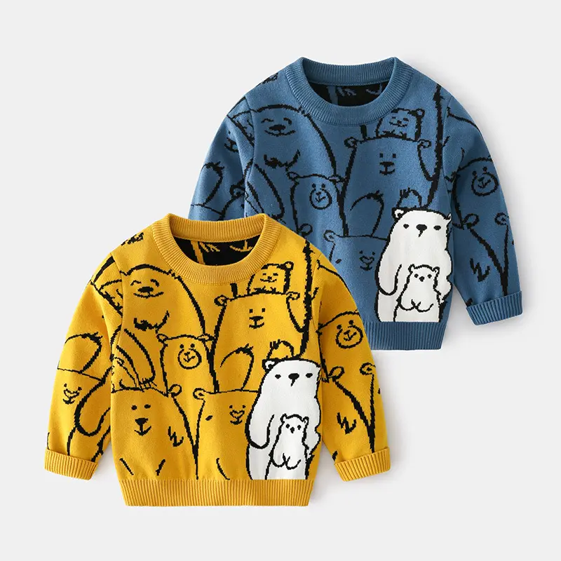 2021 Herfst Jongens Casual Sweatersmiddle En Kleine Kinderen Trui Met Ronde Hals Trend Cartoon Pullover Casual Trui