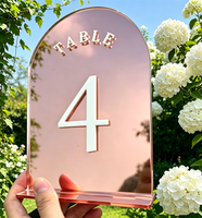 Numéros de table en acrylique miroir personnalisés en or, argent, noir, rose, blanc, formes personnalisées, 1 à 50, écologiques, logo personnalisé pour mariage et fête