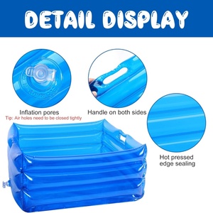 PVC Inflatable Foot Bath Basin 13*13*5.5 Inch Blue Color Foot Soaking Bath Basin for <b>Pool</b> Entry Ladder Above Ground <b>Pool</b> - Product Image 3