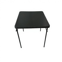 Table à manger pliante carrée noire facile à transporter avec pieds repliables, plateau en cuir compact, structure métallique, mobilier de salle à manger