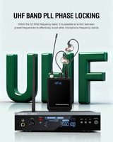 Système de monitoring intra-auriculaire sans fil GOORAI LM210 UHF True Stereo IEM, émetteur et 2 récepteurs bodypack pour musiciens de scène et performances live