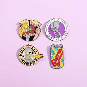 Pin de botella de Coca-Cola de dibujos animados Simpsons-Broche de aleación divertido y peculiar para accesorios de atuendo elegante - Product Image 1