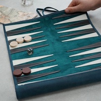 Kleine Mindestbestellmenge Maßgefertigte PU-Leder Logo Reise-Roll-Up-Backgammon-Spiele