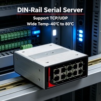 Servidor de Dispositivos Seriales Industriales para Riel DIN, 1 Puerto RS232 485, Transmisión Transparente, Servidor Cliente TCP, UDP 10/100M