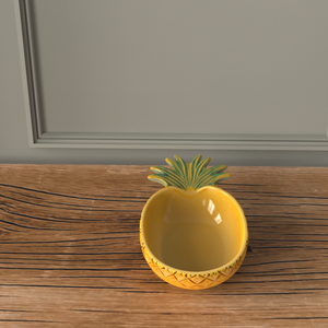 צלחת אוכל קרמית בעיצוב אננס בעבודת יד, ציפוי חלק בהתאמה אישית, מזין לחיות מחמד, לקולקציות בנושא חוף וטרופי - Product Image 5