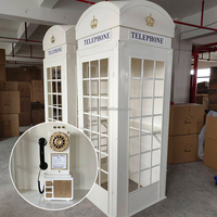 ZKAI Accessoires de mariage : Ensemble cabine téléphonique blanche vintage, support pour livre d'or audio et boîte aux lettres, pour décoration de mariage