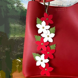 Handmade PU <b>leather</b> flower pendant chain ornament, car accessory, <b>keychain</b>, bag decoration pendant. - Product Image 2
