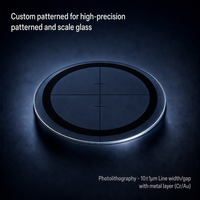 Lentille oculaire optique en verre photolithographique à motif personnalisé, revêtement métallique, 90 % de transmission, découpe laser