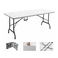 Mesa Plegable de Plástico Rectangular Blanca de HDPE para Eventos al Aire Libre, Bodas, Picnic y Comedor, 6 pies (180 cm), en Oferta
