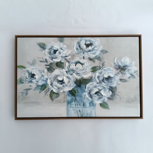 Peinture à l'huile florale 3D impasto peinte à la main sur <span class=keywords><strong>toile</strong></span>, œuvre d'art artisanale originale, rose blanche, <span class=keywords><strong>pivoine</strong></span>, art mural, décoration de luxe pour la maison - Product Image 4