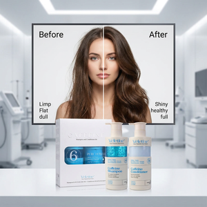 Set <span class=keywords><strong>Shampoo</strong></span> e Balsamo alla Caffeina 300ml per Crescita <span class=keywords><strong>dei</strong></span> <span class=keywords><strong>Capelli</strong></span>, Anti-<span class=keywords><strong>Caduta</strong></span>, Rinforzante, Kit per <span class=keywords><strong>la</strong></span> Cura <span class=keywords><strong>dei</strong></span> <span class=keywords><strong>Capelli</strong></span> con Biotina Veletine OEM - Product Image 1