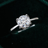Bagues Solitaires en Moissanite VVS Taille Ronde de 0,5 à 3 Carats en Argent S925 pour Femme, Bijoux de Fiançailles et de Mariage