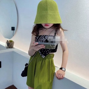 Nouveau haut court sans manches imprimé floral noir et blanc pour filles 2021, tailles 4-9 ans - Product Image 3