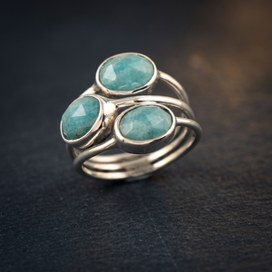 Bague en argent sterling 925 avec amazonite naturelle, bijoux faits à la main, prix de gros d'usine - Product Image 3