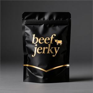 Sachet personnalisé imprimé à fond plat, refermable sur 3 côtés, en papier kraft recyclable et feuille <span class=keywords><strong>d</strong></span>'aluminium, pour l'emballage alimentaire <span class=keywords><strong>de</strong></span> bœuf séché - Product Image 2