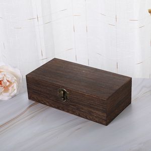 Caja de almacenamiento de madera rectangular de tres colores con cerradura para joyería, documentos, embalaje de regalo - Product Image 4