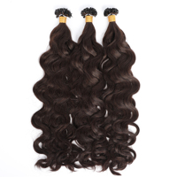 Extensions de cheveux humains européens 100% naturels, noirs, lisses, pré-collés, à pointe plate K-tip, qualité 12A Remy, vente en gros