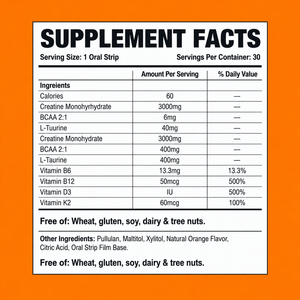 Tiras Orales de Creatina Monohidrato con Vitamina B6 para Fortalecer los Músculos, Fórmula Personalizada Disponible, Tiras de Creatina de Disolución Oral - Product Image 3