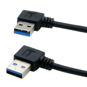 25cm Black USB 3.0 Type a Male 90 Degree Left <b>Angled</b> to USB 3.0 a Type Right <b>Angled</b> Extension Cable - Product Image 3