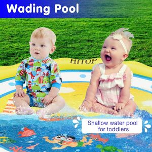Piscina de Chapoteo con Borde Amarillo para Niños y Mascotas, Diversión Acuática de Verano en el Patio Trasero - Product Image 3