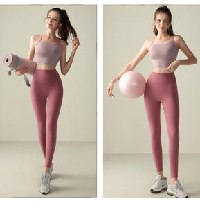 シームレス高品質ヨガパンツ ハイウエスト 高伸縮性 無地 スリム フィットネス ジム スポーツウェア レディース ヨガパンツ - Product Image 5